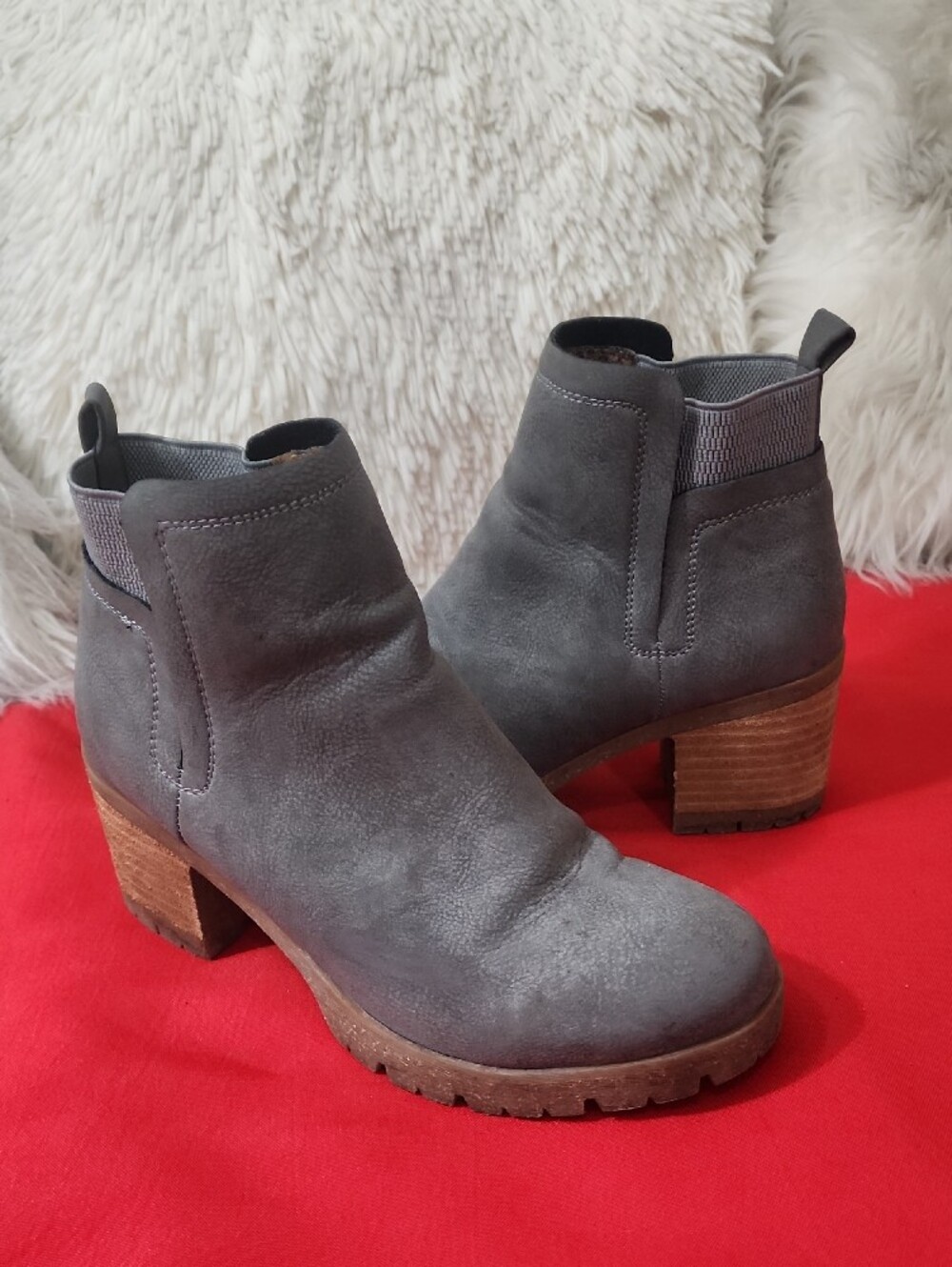 Kork-Ease Gray Suede Chelsea Ankle Boots